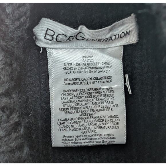 BCBGMaxAzria Poncho Womens One Size Black Grey Striped Sweater Poncho - NO TAG - Picture 6 of 6